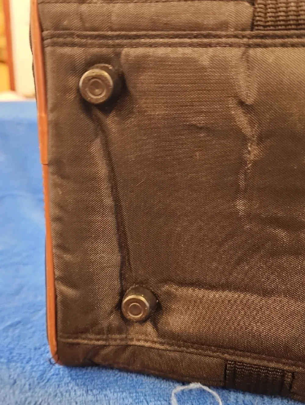 Sherpa Medium Black Quilted Pet Carrier Bag with Brown Trim